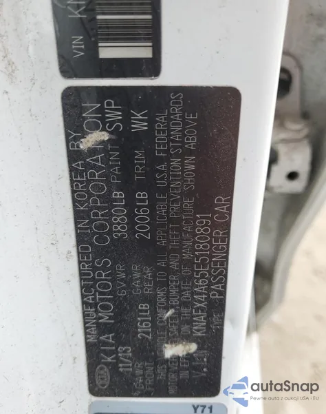 2014 Kia Forte Lx from USA, damaged, VIN KNAFX4A65E5180891